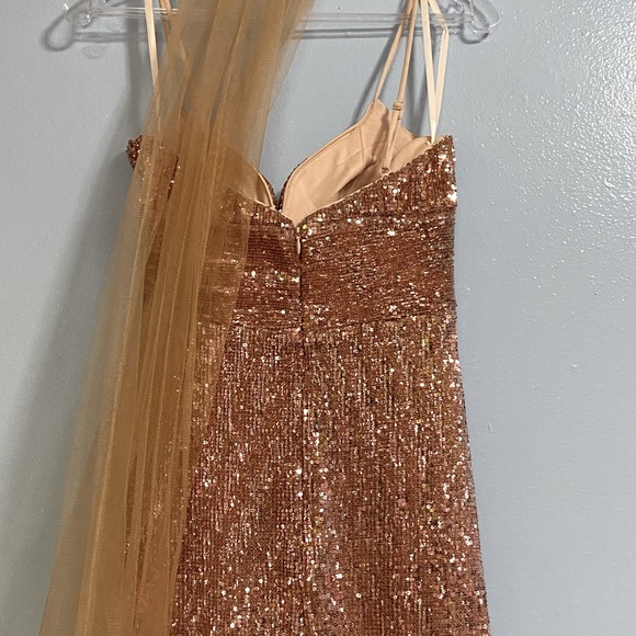 Cinderella Gold Sequin Prom Dress - Picture 4 of 7